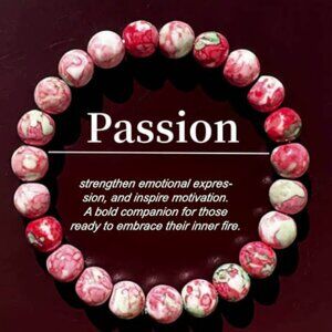 Passion & Motivation Bracelet – Red & White Marbled Stone
